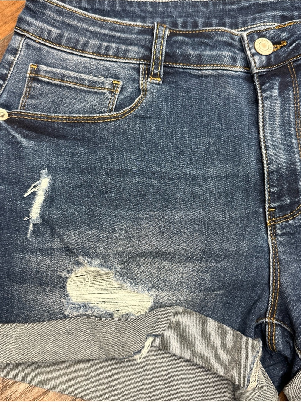 Dark Blue Denim Distressed Women’s Shorts <<<373>>>> - Picture 4 of 6